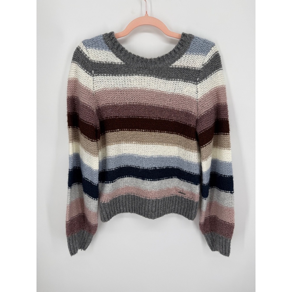 Abercrombie & Fitch Sweater Women M Multicolor Striped Reversible V-Neck Chunky